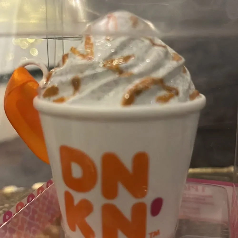 Dunkin donuts latte/coffee cup whip cream ornament:car charm